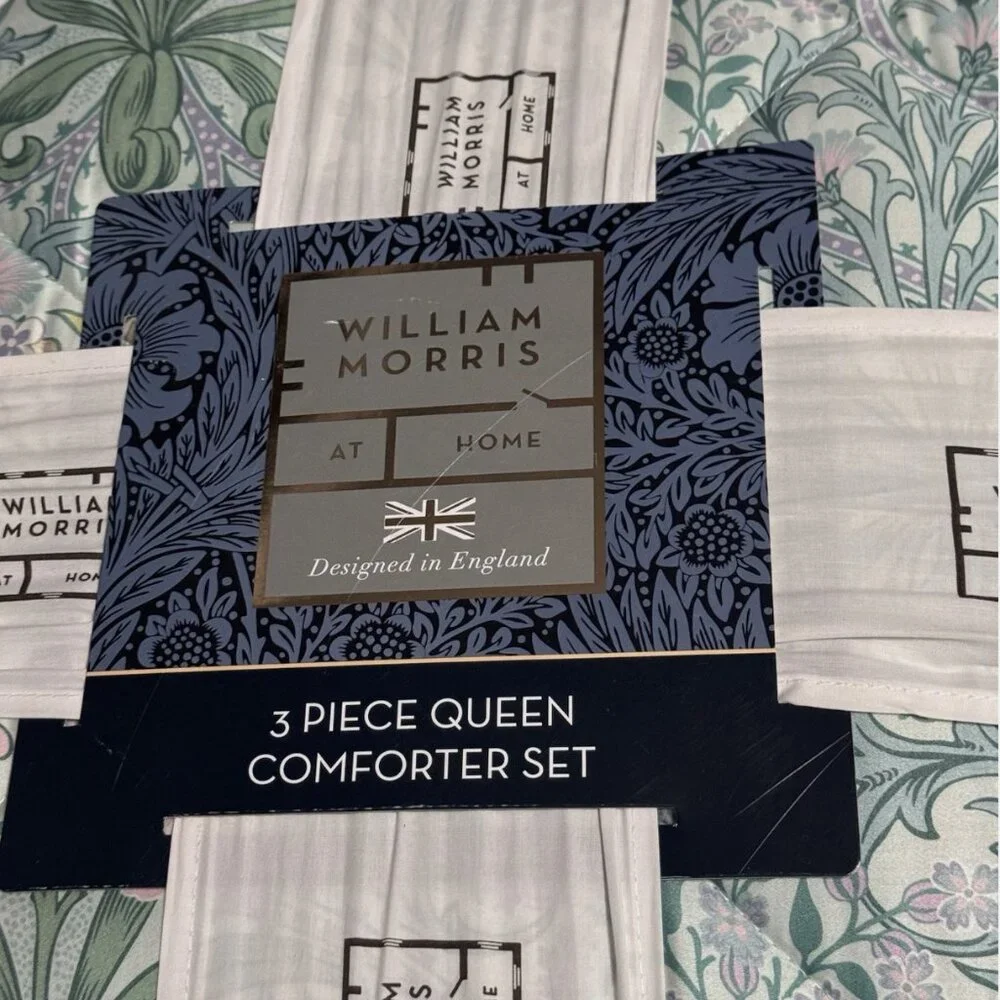 3 Pc William Morris Woodland Weeds Summer QUEEN Comforter Shams Set Floral NEW